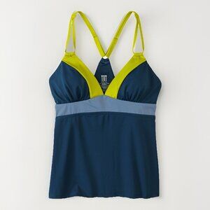 Title Nine Tankini Swim Top Women's MEDIUM Blue Green Gray Racerback Kuapapa